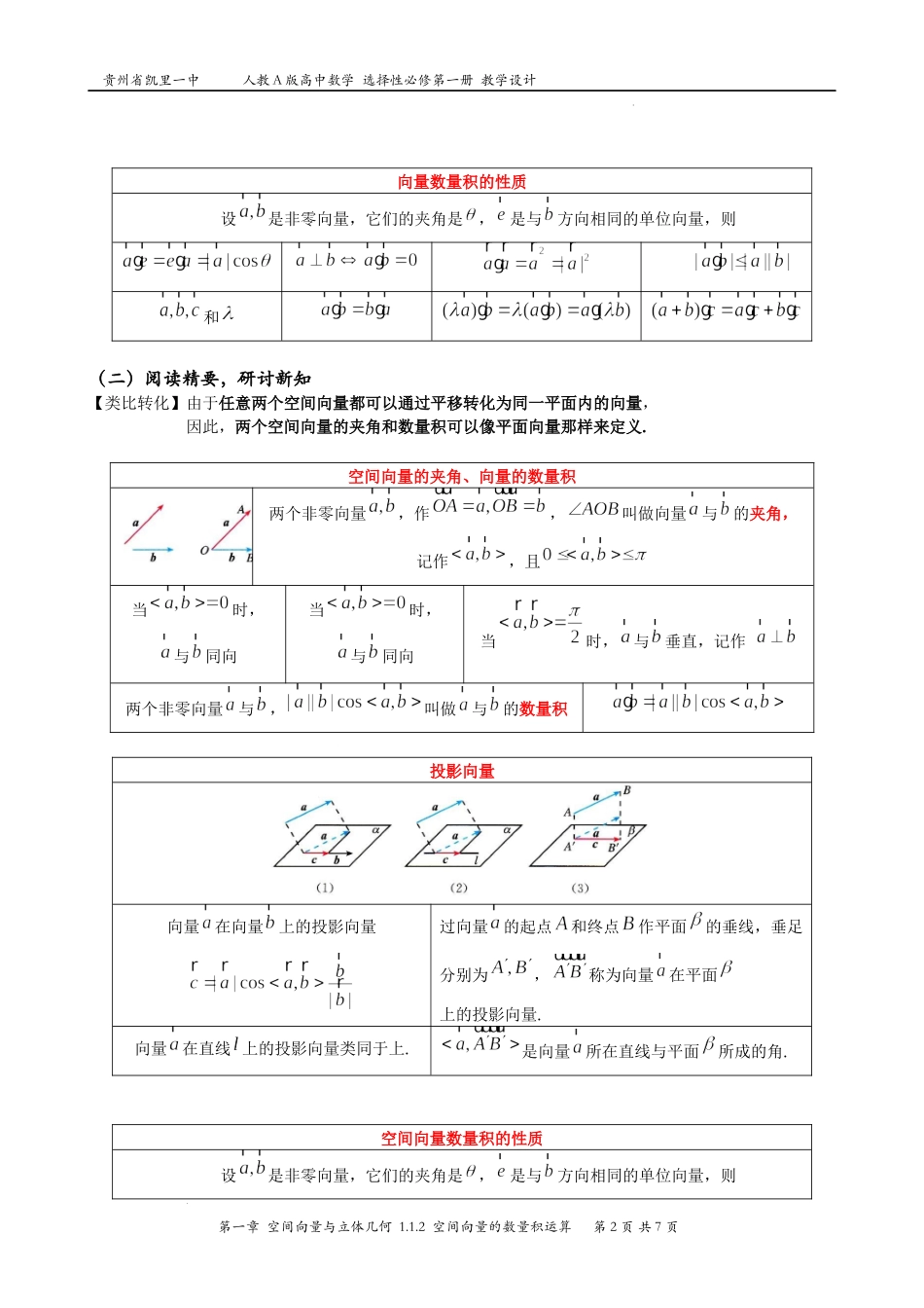 1.1.2空间向量的数量积运算教学设计——2022-2023学年高二上学期数学人教A版（2019）选择性必修第一册.docx_第2页