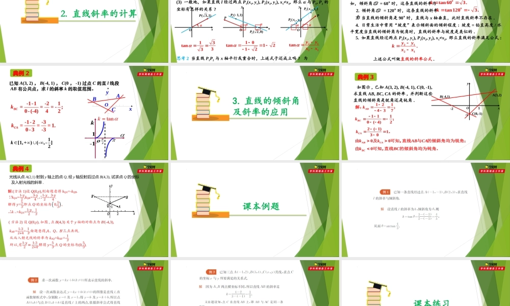 1.1直线的倾斜角与斜率(课件）-【教材配套课件+作业】2022-2023学年高二数学精品教学课件（沪教版2020选择性必修第一册）.pptx