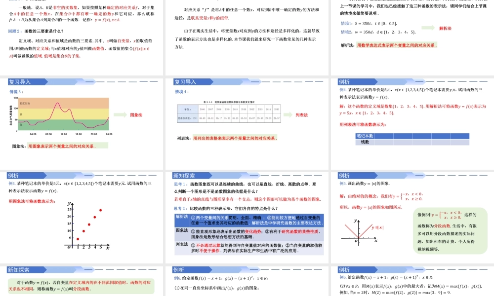 3.1.2 函数的表示法（同步课件）-2023-2024学年高一数学同步精品课堂（人教A版2019必修第一册）.pptx