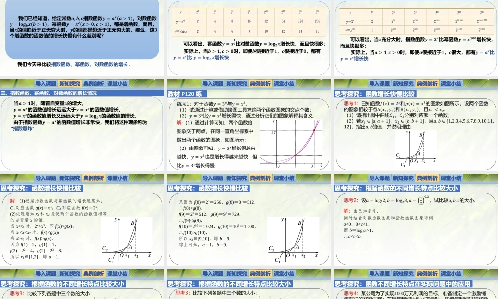 4.4指数函数、幂函数、对数函数增长的比较-【新教材精析】2022-2023学年高一数学上学期同步教学精品课件+综合训练(北师大版2019必修第一册).pptx