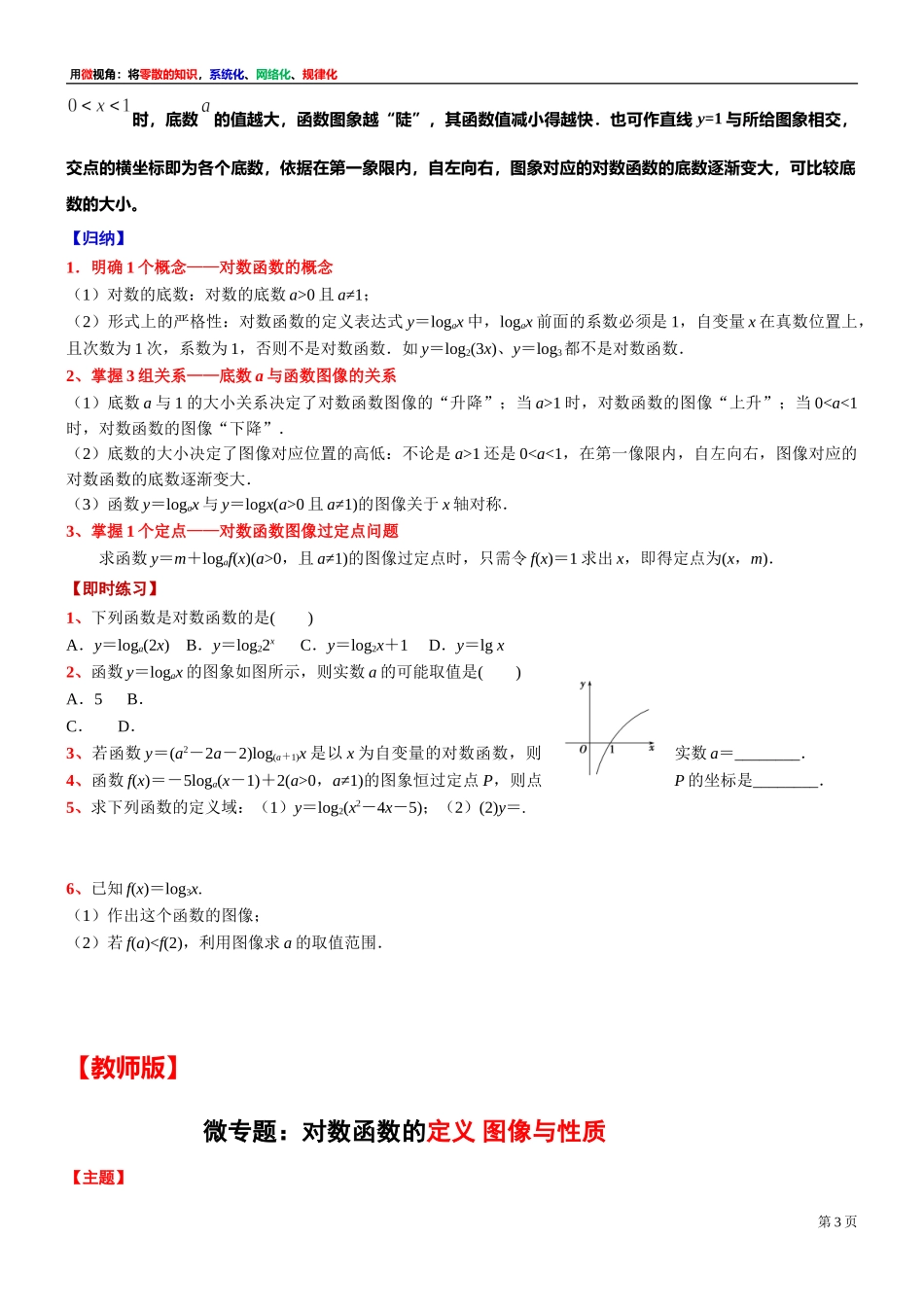[31335306] 微专题：对数函数的定义 图像与性质【1】 -2021-2022学年高一上学期数学复习讲义沪教版（2020）必修第一册.doc_第3页