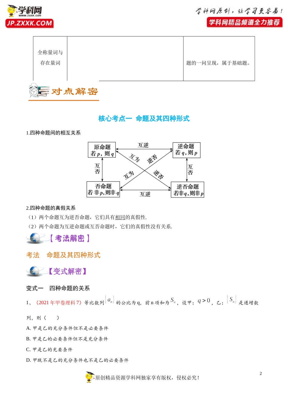 [31755261]解密02常用逻辑用语（讲义）-【高频考点解密】2022年高考数学（理）二轮复习讲义 分层训练（全国通用）.docx_第2页