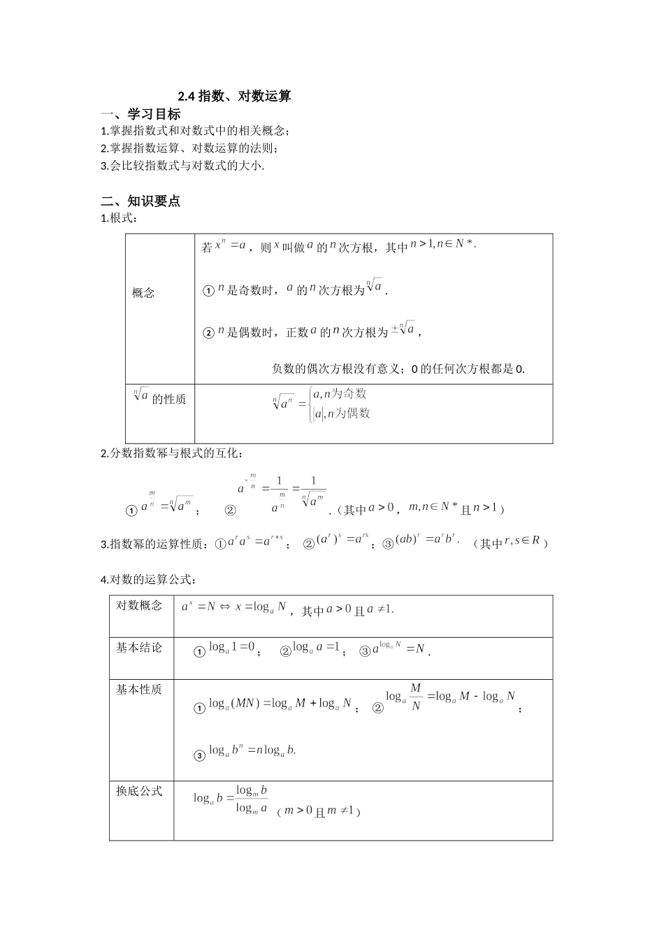 2.4指数、对数运算-2022届高考数学一轮复习讲义.docx_第1页