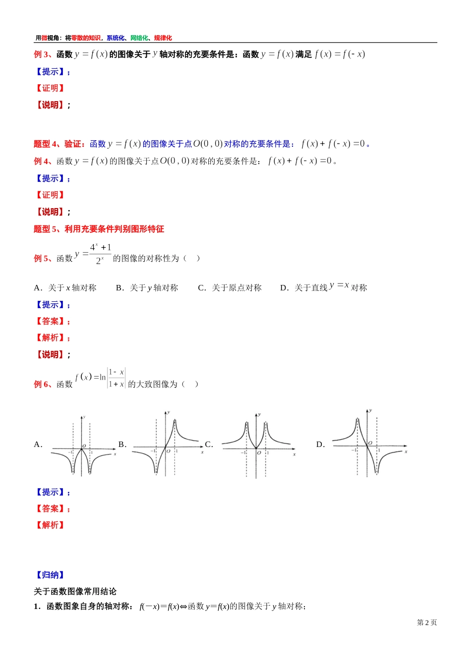 [31335313]微专题讲义：函数图像自身的对称 -2021-2022学年高一上学期数学复习沪教版（2020）必修第一册.doc_第2页