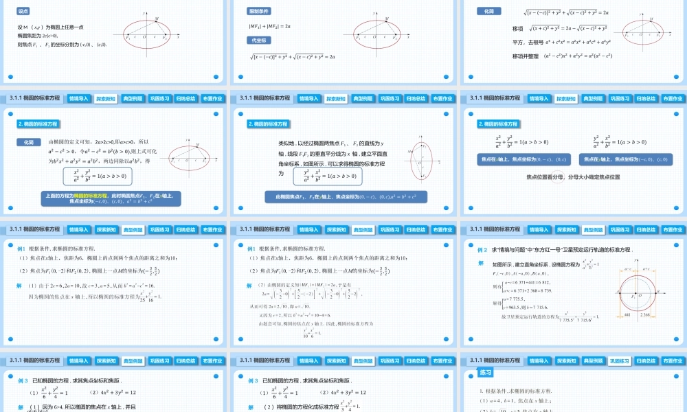3.1.1 椭圆的标准方程（课件）-【中职专用】2023-2024学年高二数学同步精品课堂（高教版2021·拓展模块一上册）.pptx