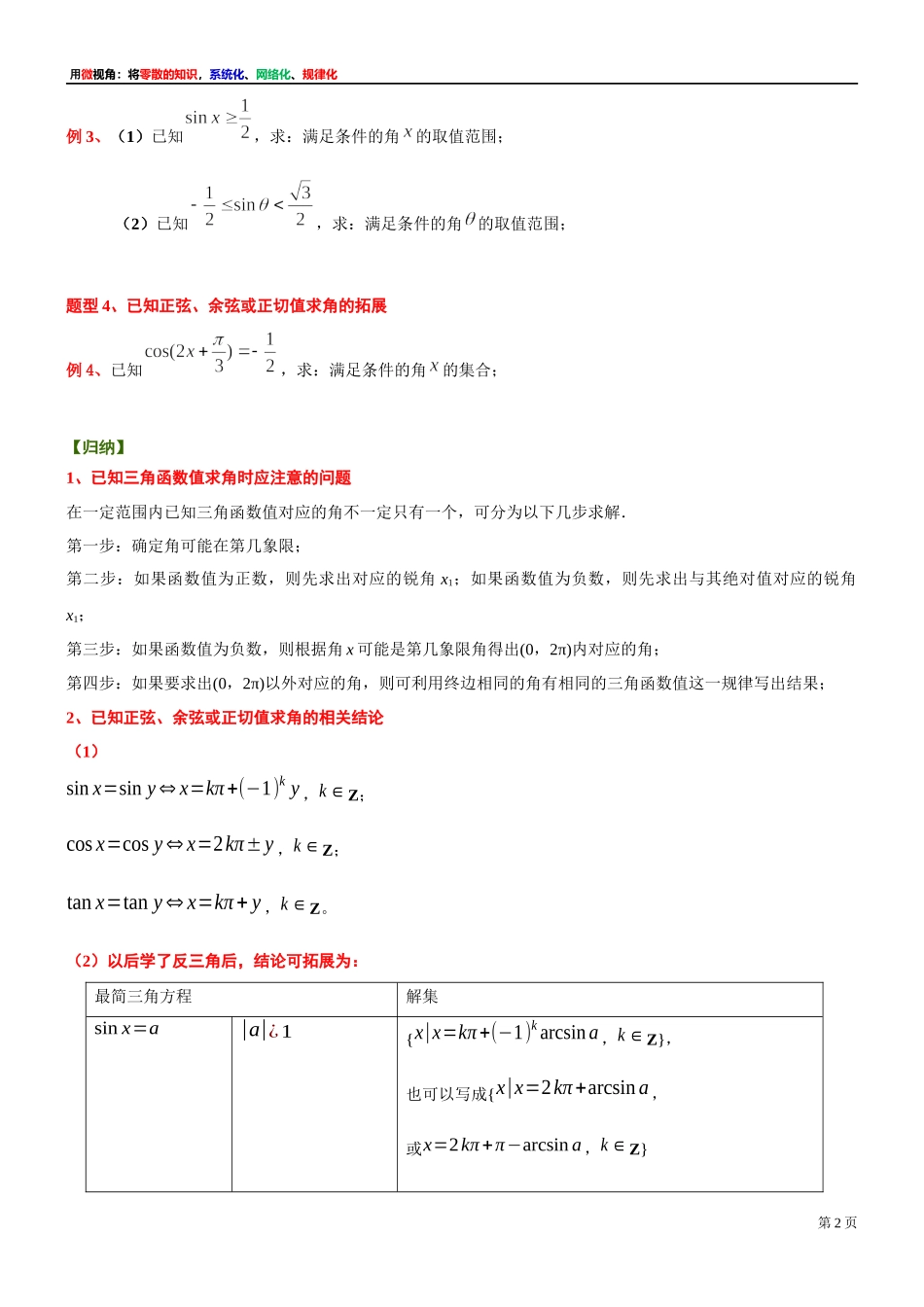 [32452843]6、微专题：已知正弦、余弦或正切值求角-讲义-2021-2022学年高中数学沪教版（2020）必修第二册.docx_第2页