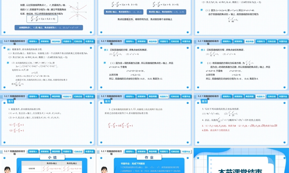 3.2.1 双曲线的标准方程（课件）-【中职专用】2023-2024学年高二数学同步精品课堂（高教版2021·拓展模块一上册）.pptx