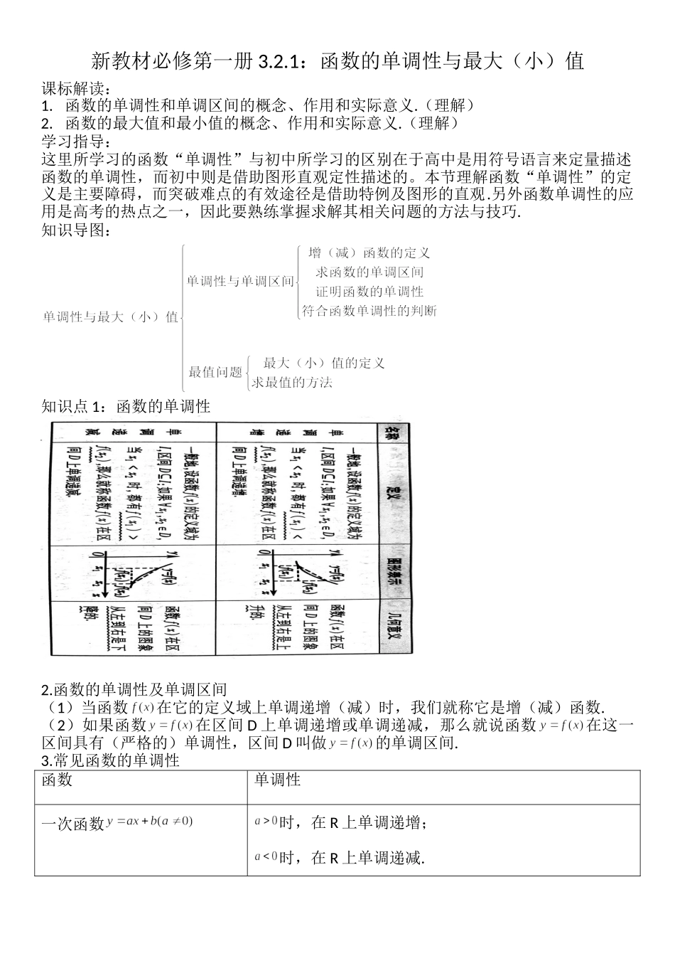 3.2.1函数的单调性与最大（小）值-【新教材】人教A版（2019）高中数学必修第一册讲义.doc_第1页