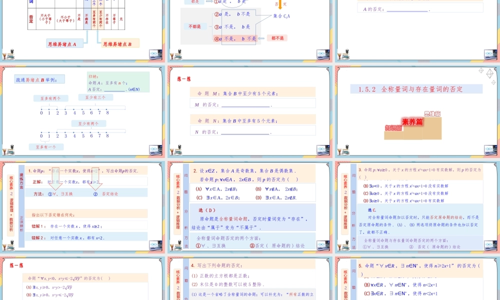 1.5 全称量词与存在量词（第二课时课件）-2023-2024学年高一数学同步备课《知识•素养•思维》精讲课件（人教A版2019必修第一册）.pptx