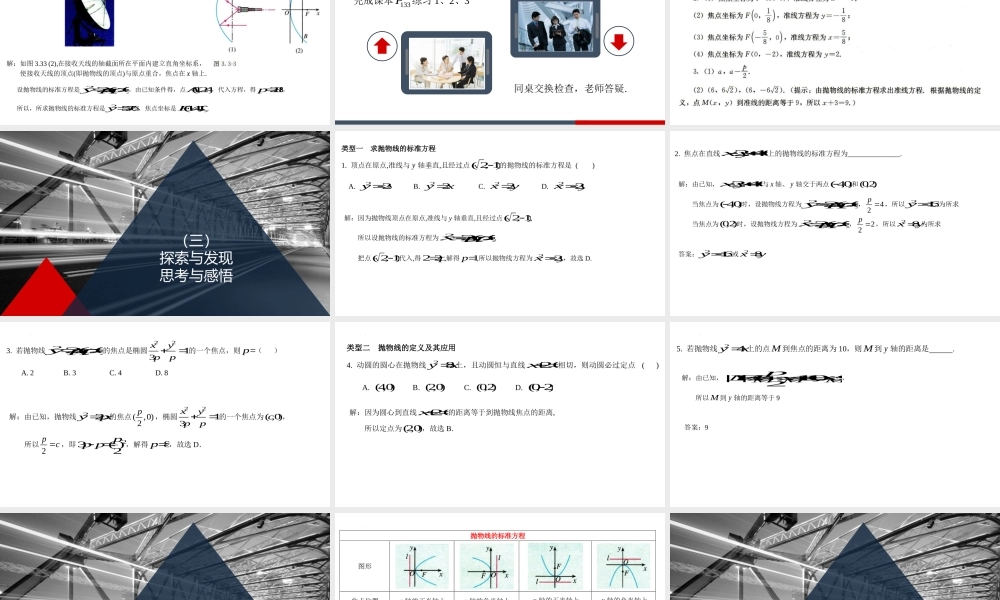3.3.1抛物线及其标准方程课件-2022-2023学年高二上学期数学人教A版（2019）选择性必修第一册.pptx