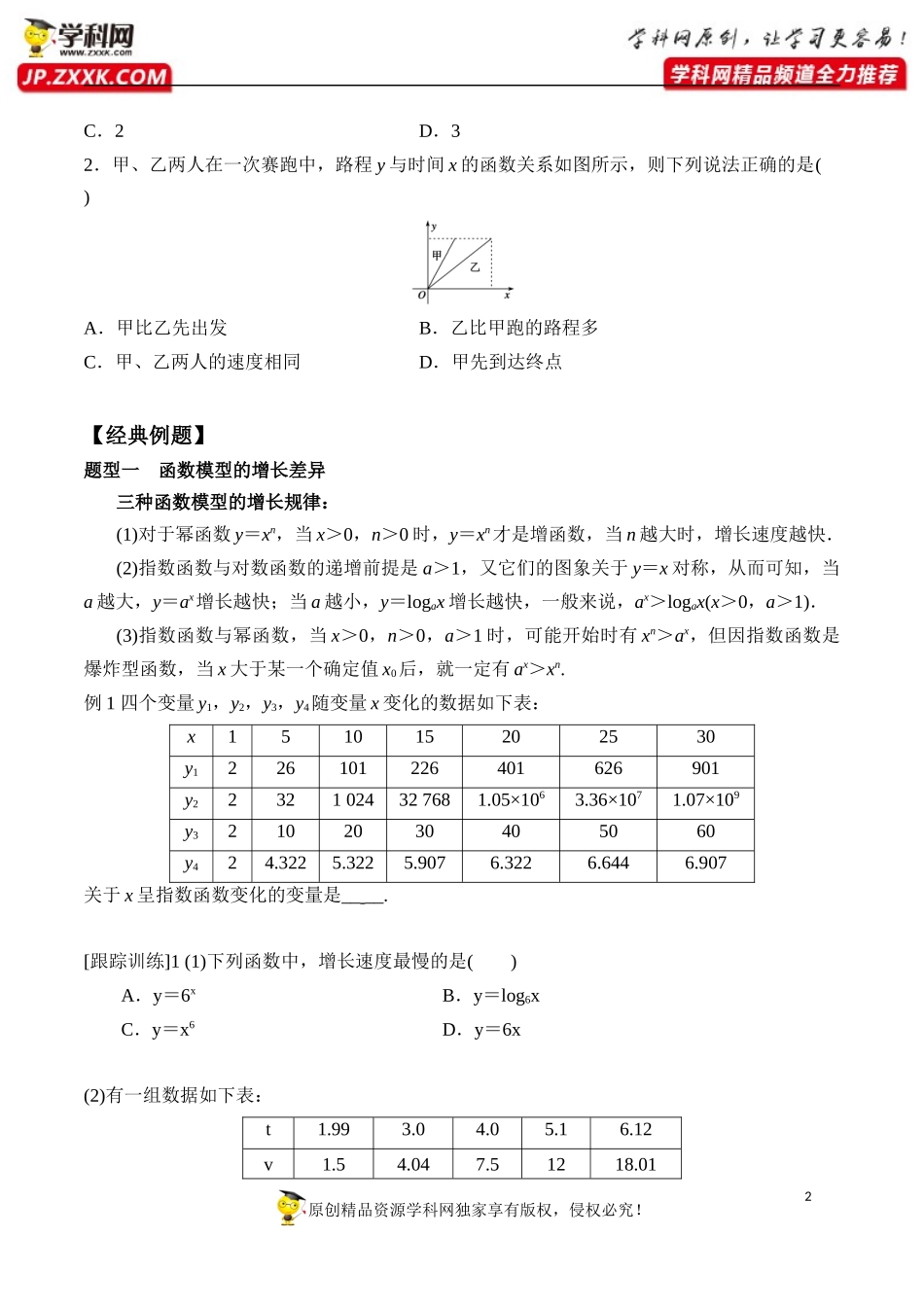 4.4.3 不同函数增长的差异-2020-2021学年高一数学新教材配套学案（人教A版必修第一册）.docx_第2页