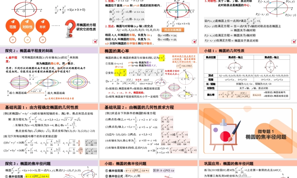 3.1.2 椭圆的简单几何性质（第1课时 含3个微专题）（教学课件）-2023-2024学年高二数学同步精品课堂（人教A版2019选择性必修第一册）.pptx