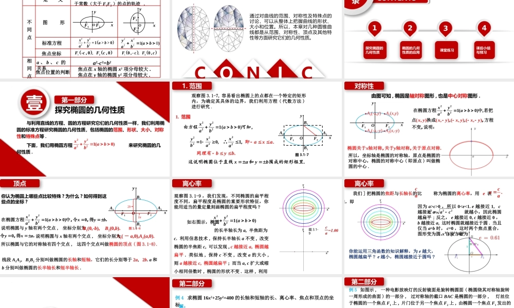 3.1.2+椭圆的简单几何性质（课件）-2022-2023学年高二数学同步名师精讲课件（圆锥曲线篇人教A版2019选择性必修第一册）.pptx