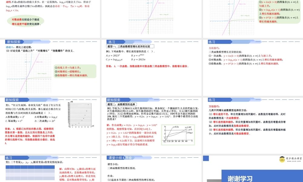 4.4.3 不同函数增长的差异（同步课件）-2023-2024学年高一数学同步精品课堂（人教A版2019必修第一册）.pptx