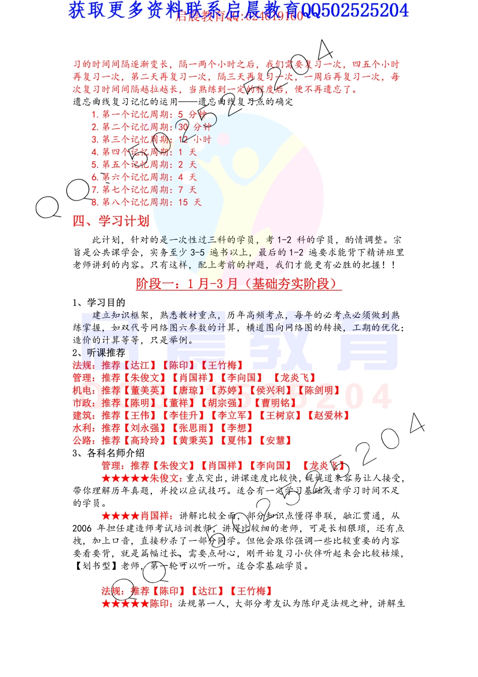 【二建备考攻略必看】2019年启晨教育复习计划+名师推荐(1).pdf_第2页