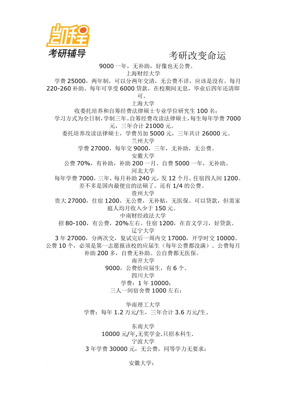 法硕院校的学费-凯程教育(1).pdf_第3页