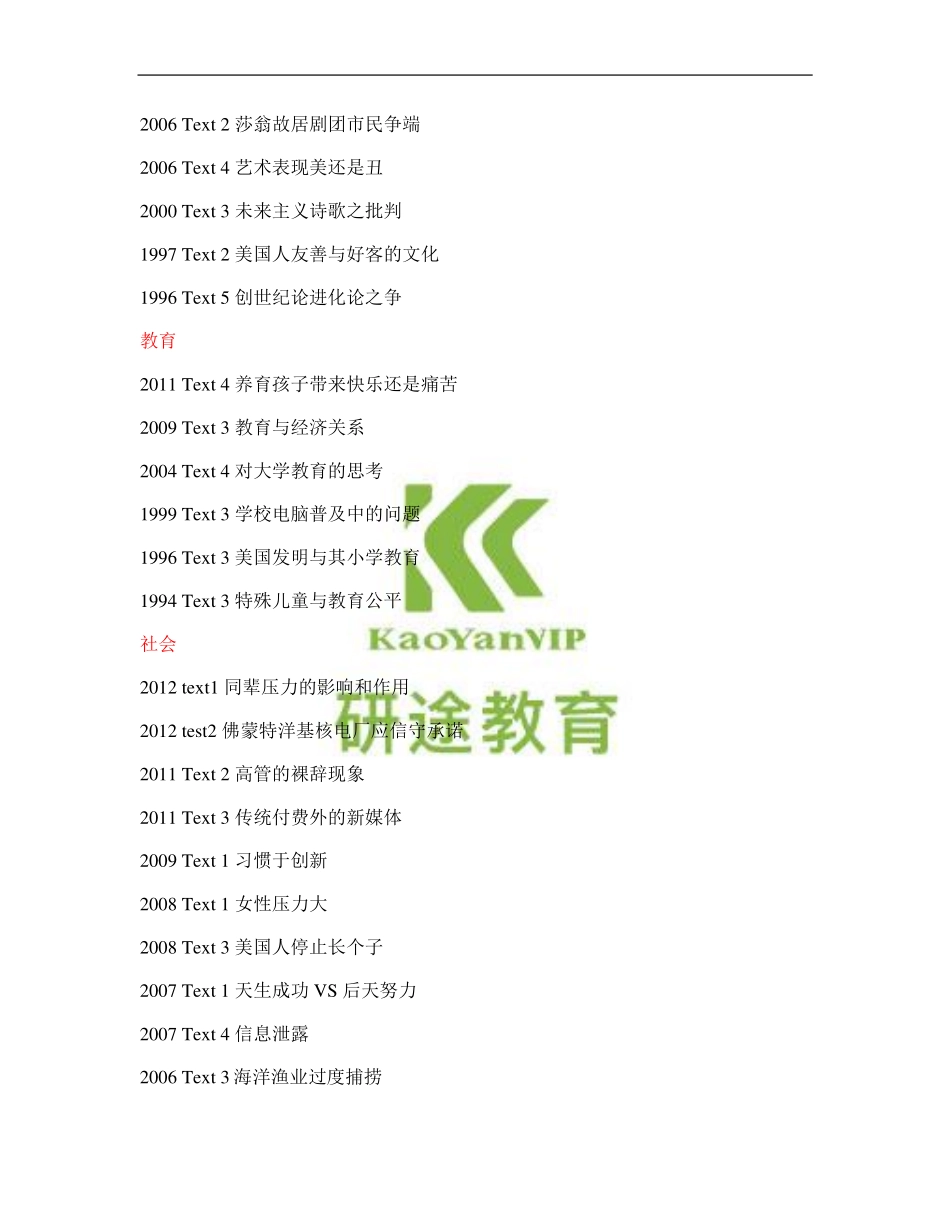 考研阅读真题话题汇总.pdf_第3页