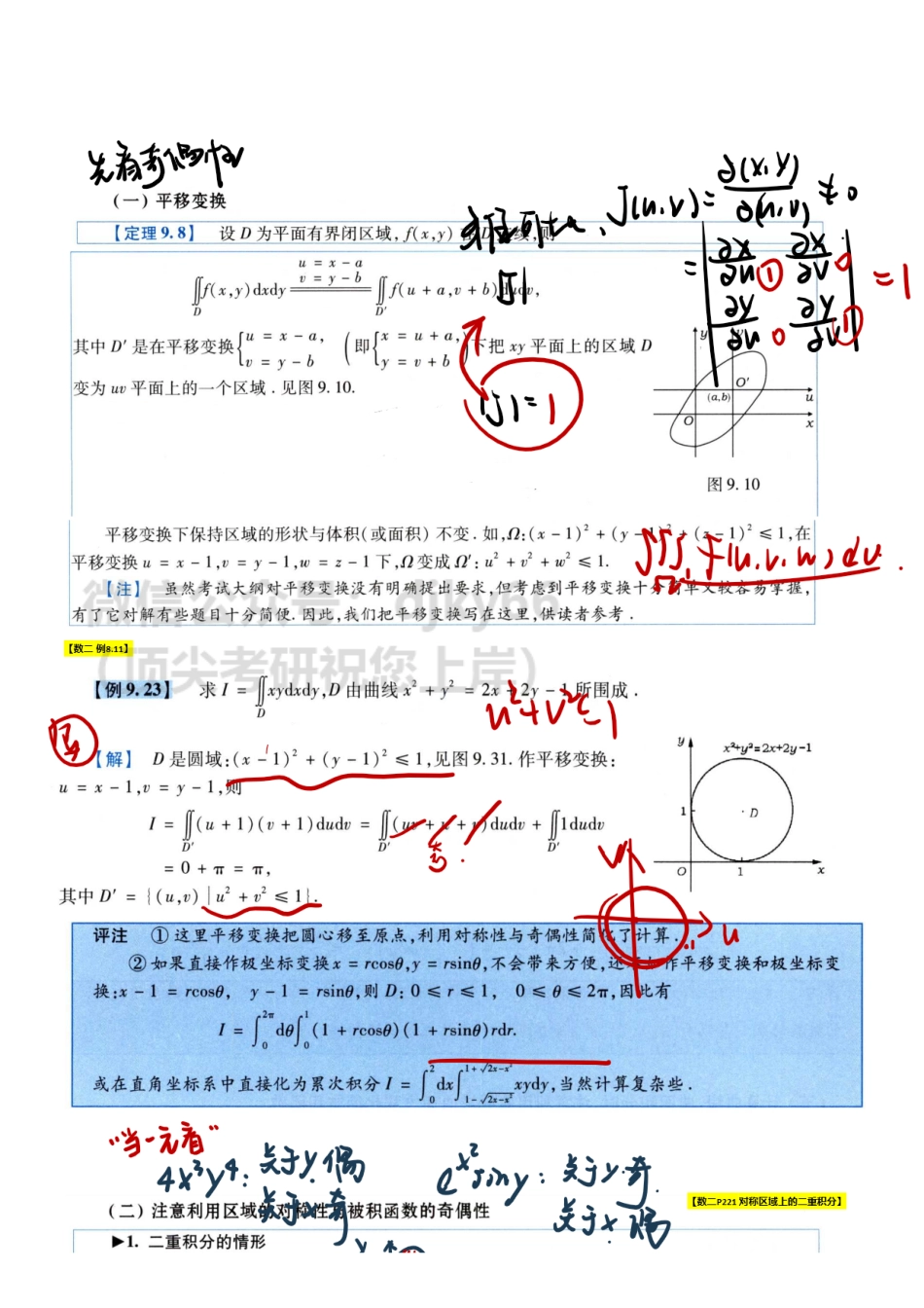 【2.28】高数26-二重积分平移变换与对称性、极坐标变换.pdf_第1页