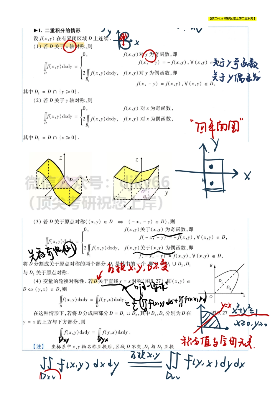【2.28】高数26-二重积分平移变换与对称性、极坐标变换.pdf_第2页