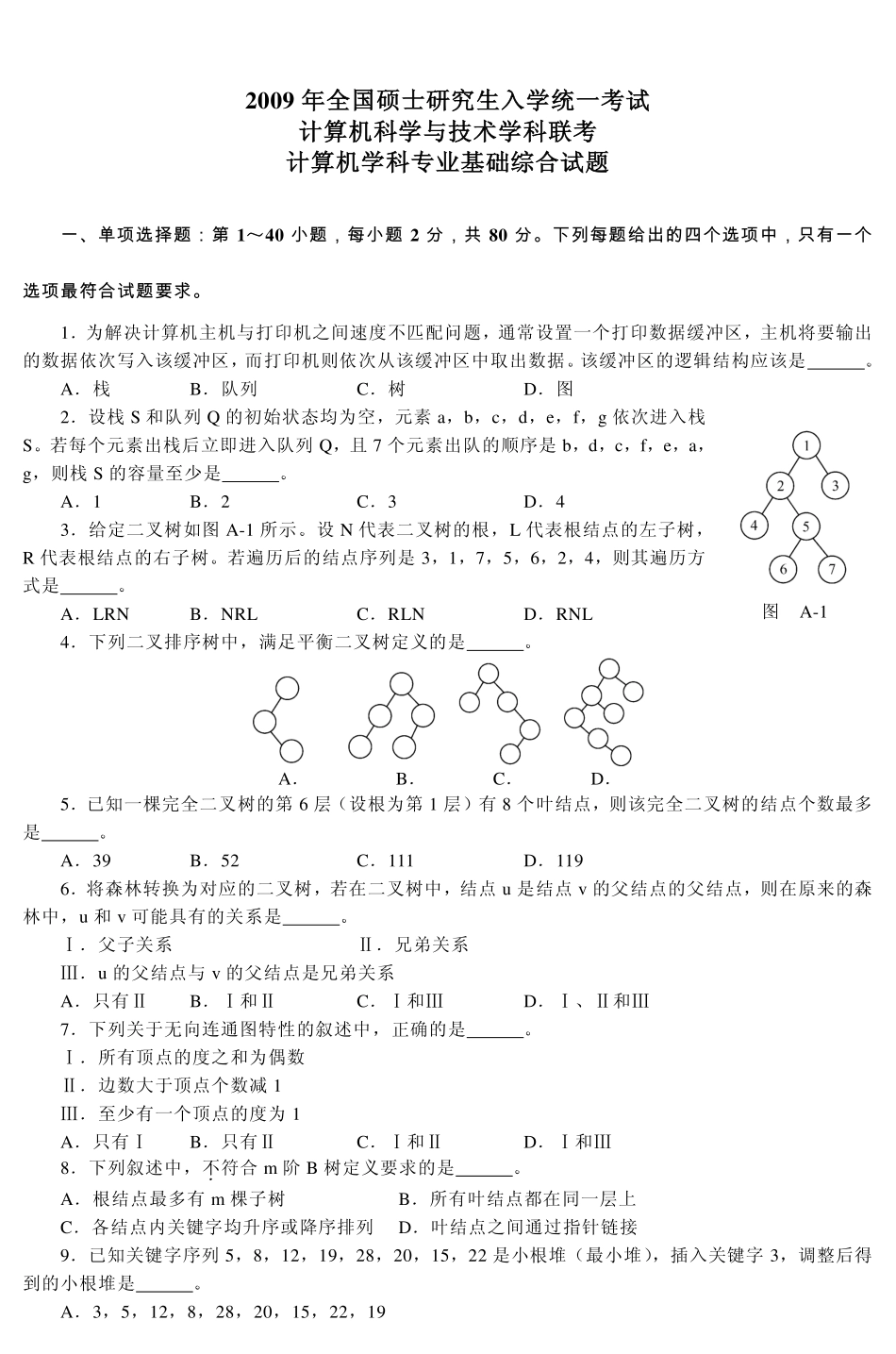 计算机考研专业课_408_真题_2009-2013完美打印版.pdf_第1页