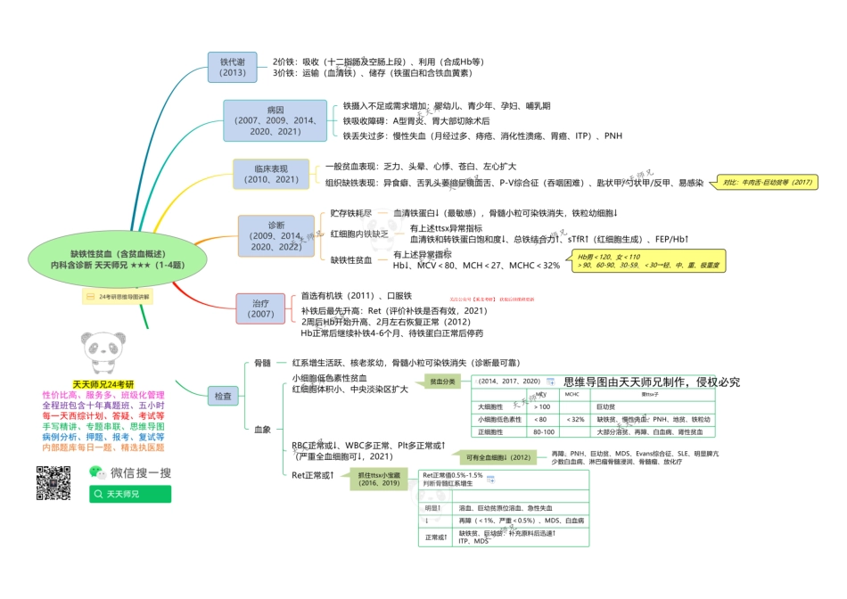 内科含诊断 缺铁性贫血（含贫血概述） 思维导图.pdf_第1页