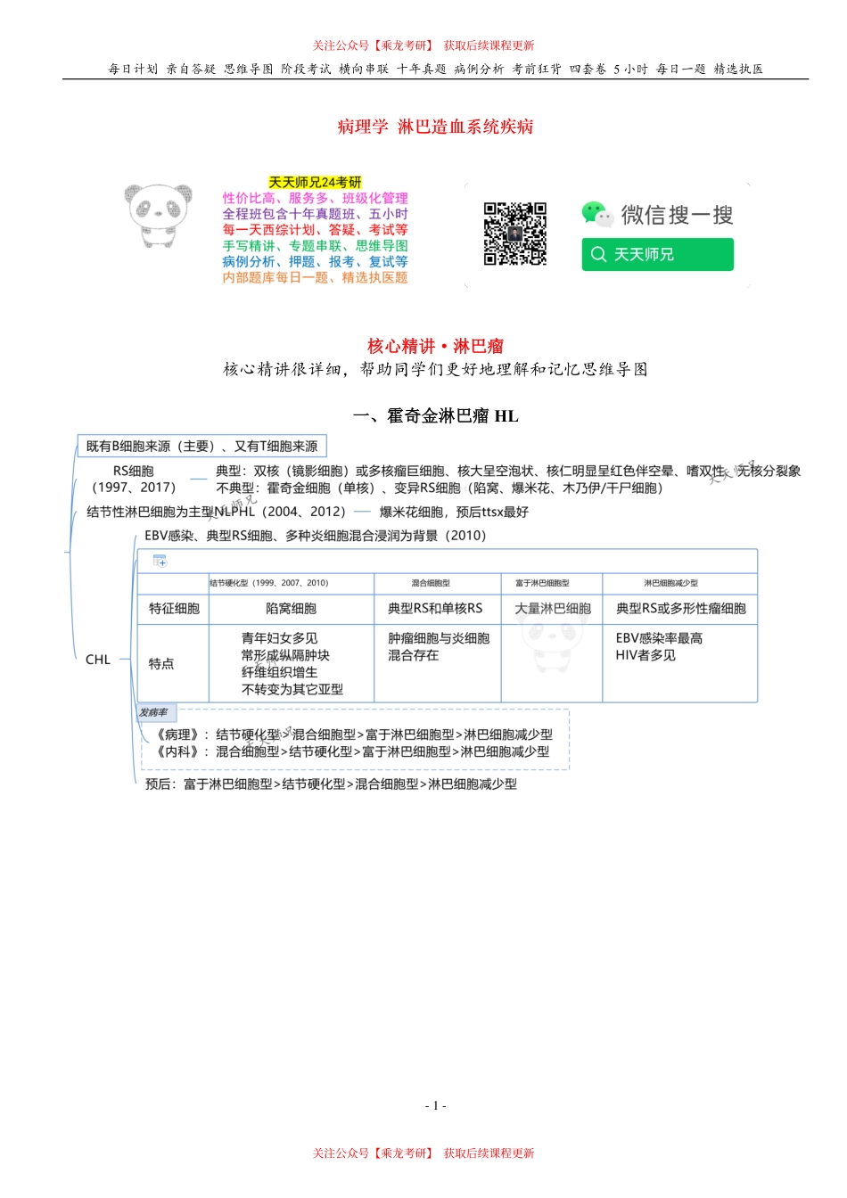 填空式讲义：病理 淋巴造血系统疾病 核心-导图-真题-串联 天天师兄24考研 冲.pdf_第1页