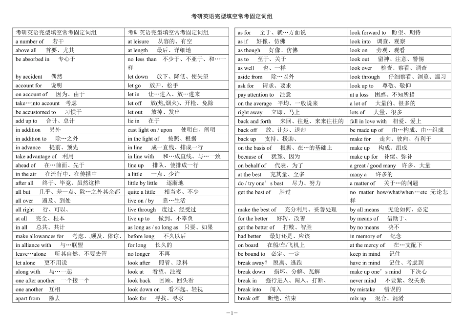 考研英语完型填空常考固定词组打印版.pdf_第1页