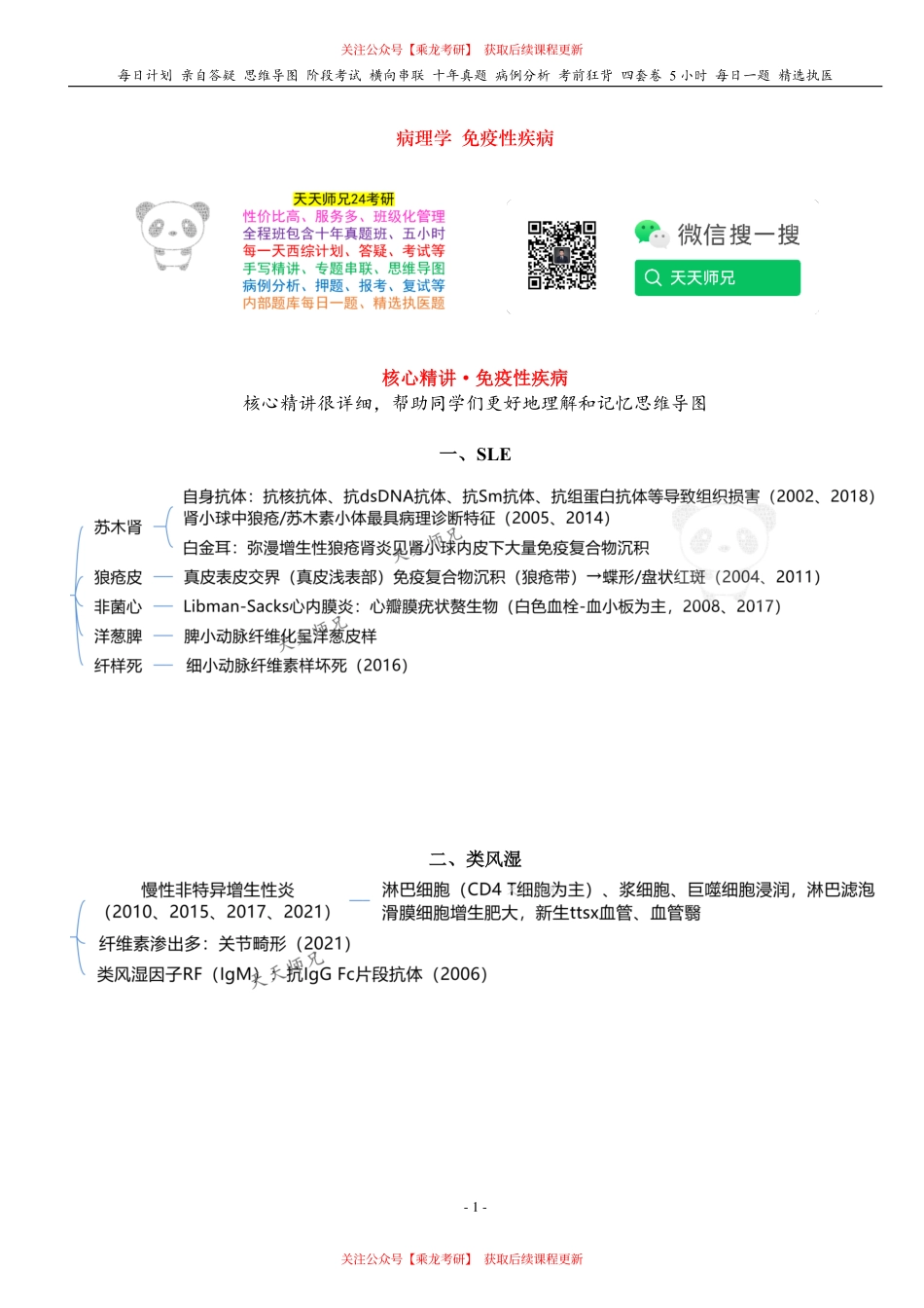 填空式讲义：病理 免疫性疾病 核心-导图-真题-串联 天天师兄24考研 冲.pdf_第1页