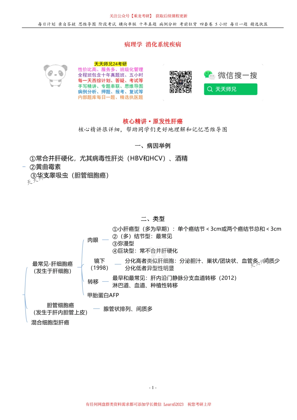 填空式讲义：病理 原发性肝癌 核心-导图-真题-串联 天天师兄24考研 冲.pdf_第1页