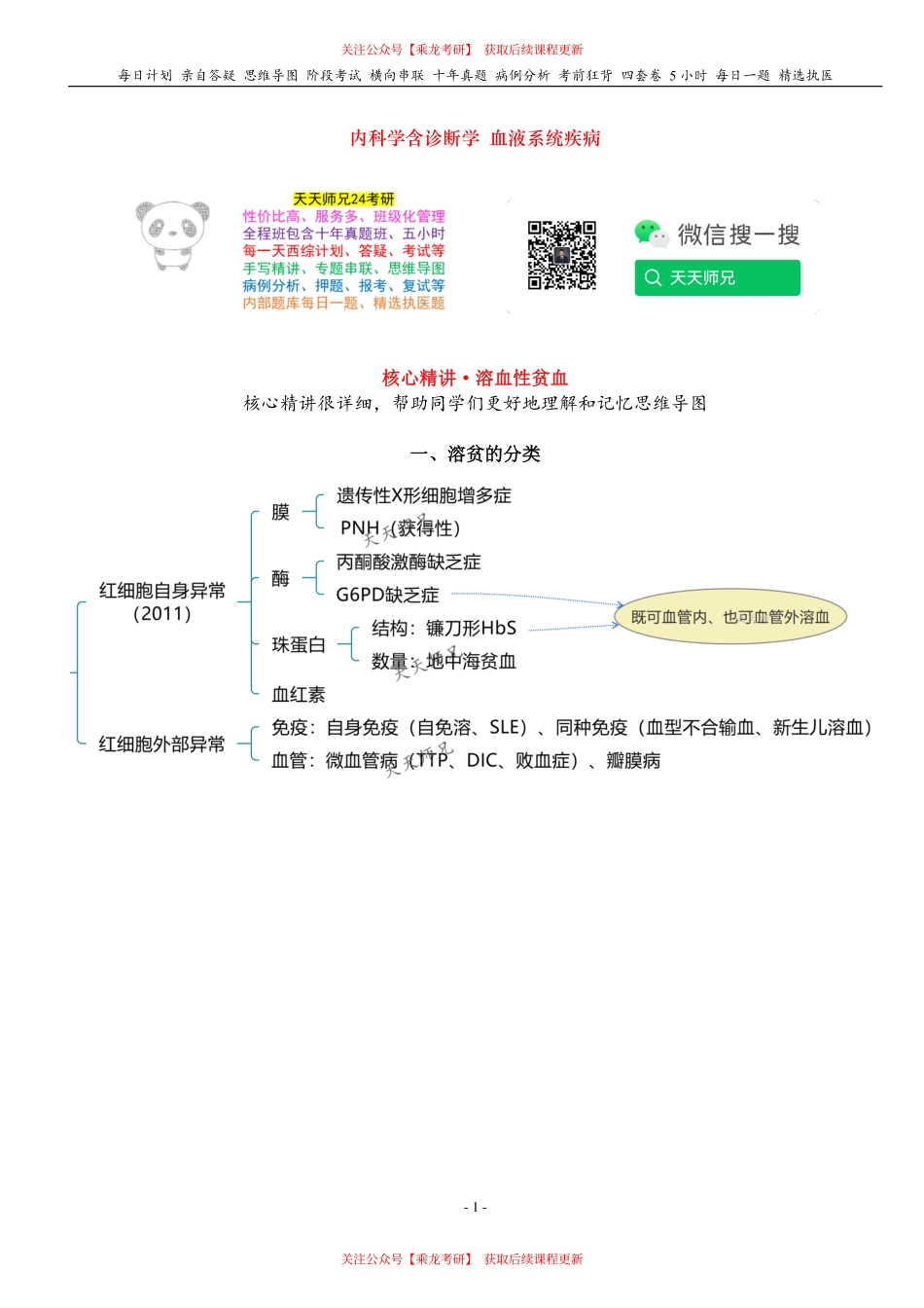 填空式讲义：内科含诊断 溶血性贫血 核心-导图-真题-串联 天天师兄24考研 冲.pdf_第1页