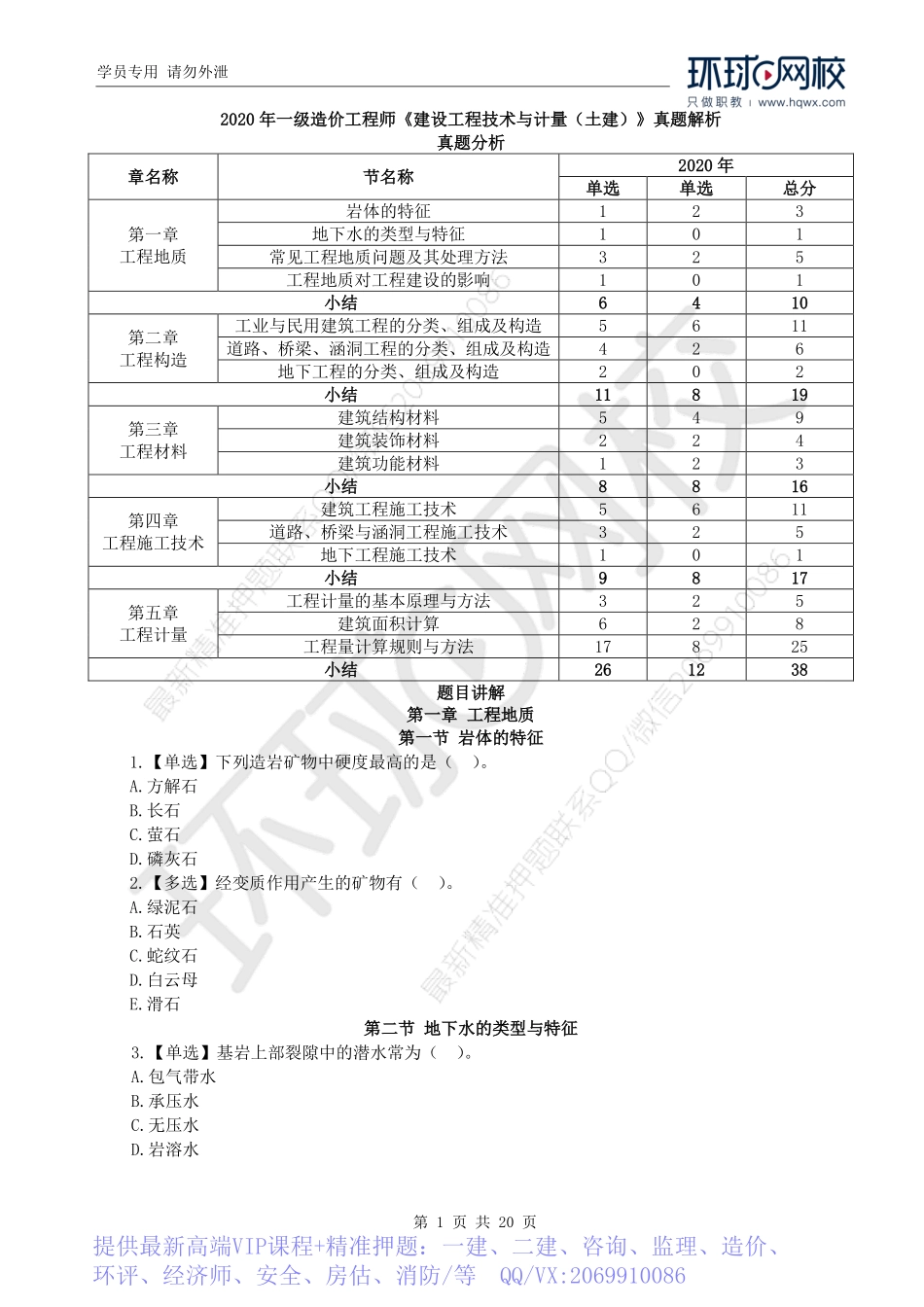 WM_2020一级造价工程师《建设工程技术与计量》（土建）真题透析.pdf_第1页