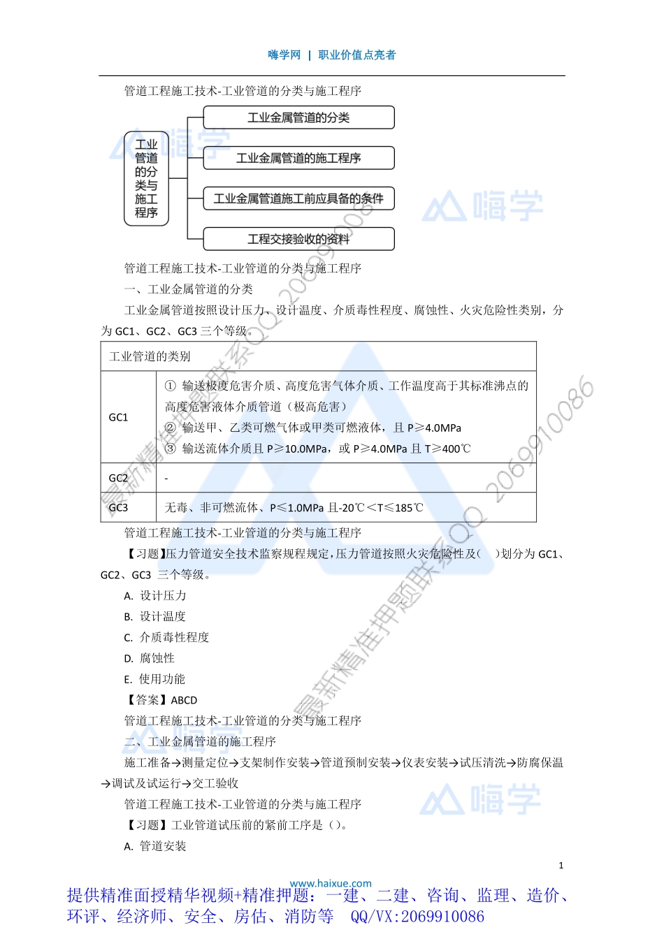 WM_Removed_121H410000 （11）管道工程施工技术-工业管道的分类与施工程序.pdf_第1页