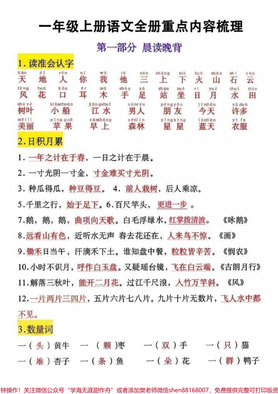 #一年级语文 #一年级重点知识归纳 #一年级 #电子版可打印 #关注我持续更新小学知识.pdf_第1页