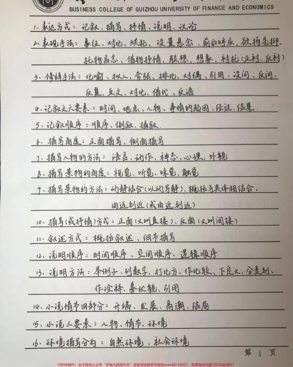 背熟这些你的语文阅读理解就厉害了#语文 #阅读理解 #手写笔记 #图文伙伴计划 #抖音图文来了.pdf_第1页