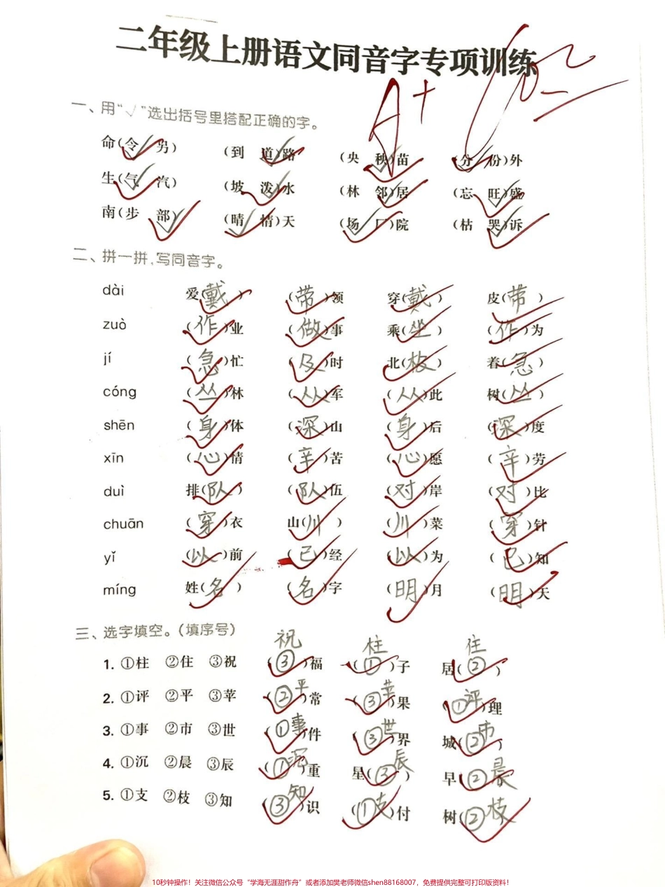 二年级上册语文：同音字组词 专项训练集合#干货分享 #二年级 #一年级 #暑假 #知识.pdf_第1页