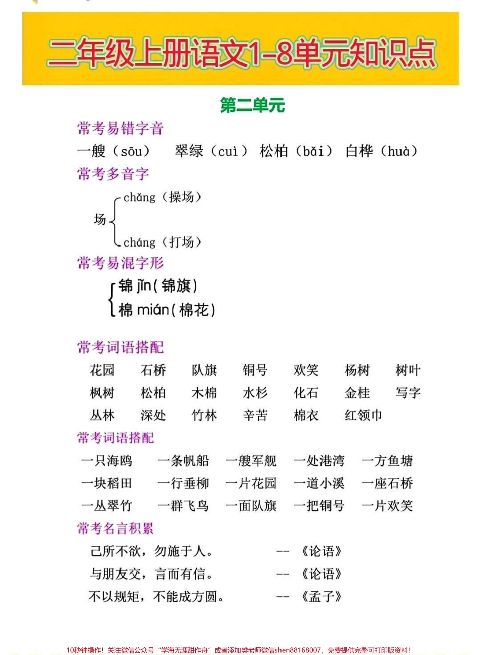 二年级上册语文单元知识总结#小学语文 #二年级 #家长收藏孩子受益 #教育 #学习.pdf_第2页