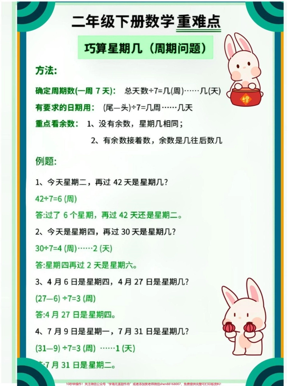 二年级下册数学巧算星期几专项#家长收藏孩子受益 #教育 #每天学习一点点 #知识点总结 #学习.pdf_第2页