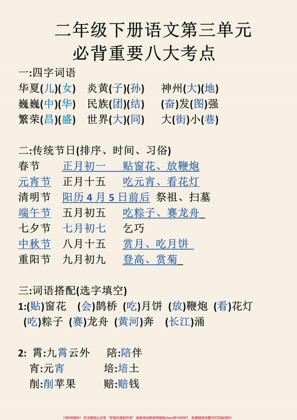 二年级下册语文第三单元八大考点#教育 #追思英雄家国永念 #学习 #语文 #小学语文.pdf_第1页