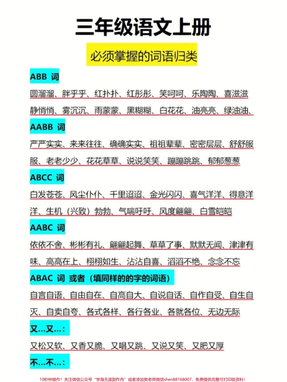 三年级上册语文期末词语归类汇总#家长收藏孩子受益 #知识点总结 #学习 #小学知识点归纳.pdf_第1页