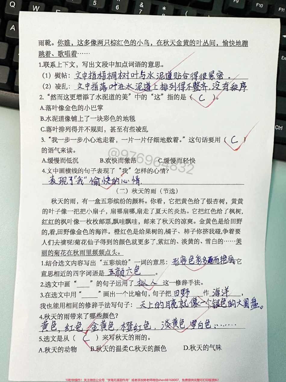 三年级上册第二单元检测卷#三年级上册语文 #三年级 #单元测试卷 #必考考点 #语文.pdf_第3页