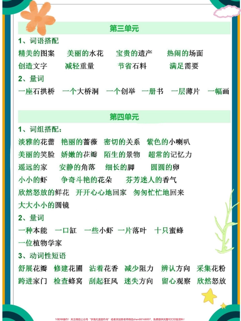 三年级下册语文1-8单元词语积累搭配#教育 #学习 #三年级语文 #知识点总结 #每天学习一点点.pdf_第2页