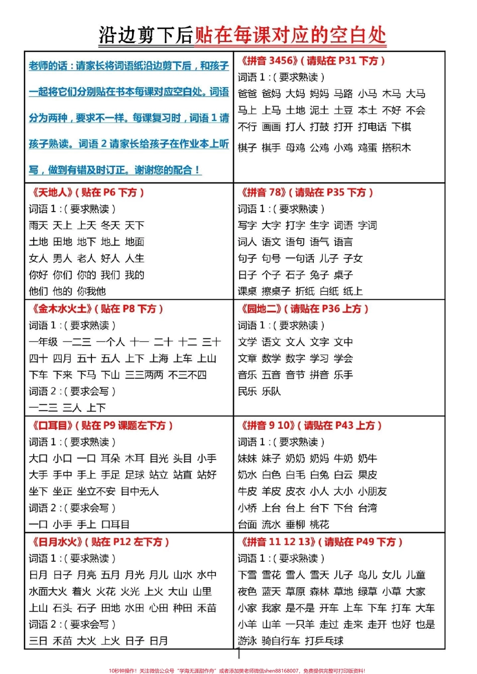 一年级语文课课贴#语文 #每天学习一点点 #小学语文 #一年级语文 #一年级上册语文.pdf_第1页