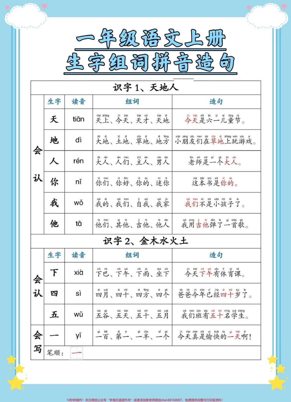 幼小衔接一年级语文上册生字组词造句#幼小衔接 #语文 #幼升小 #小学语文 #拼音.pdf_第2页