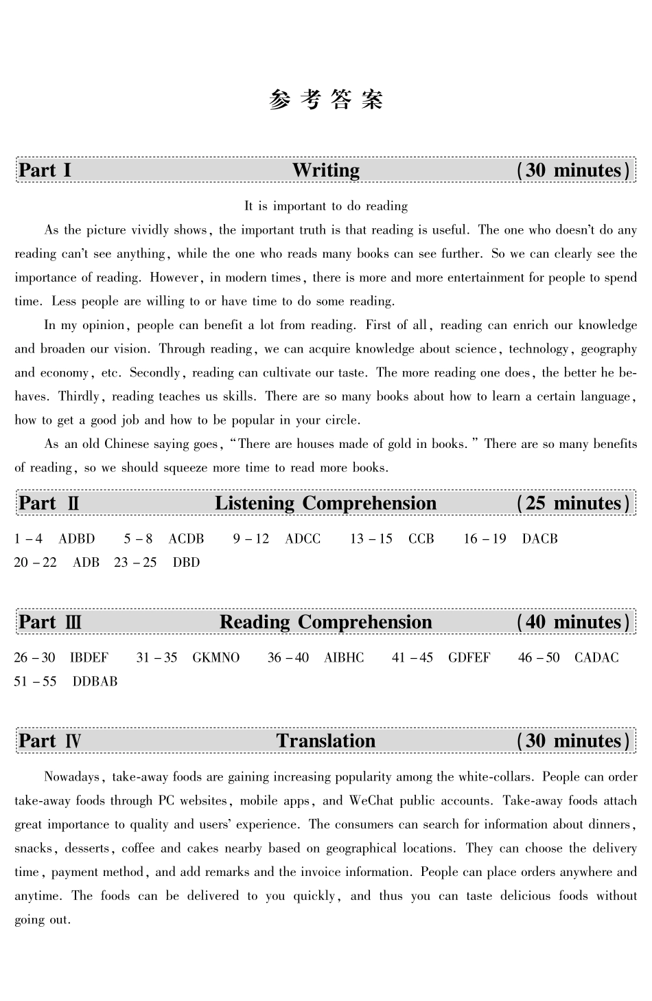 2017年春季大学英语四级全仿真试卷答案.pdf_第1页