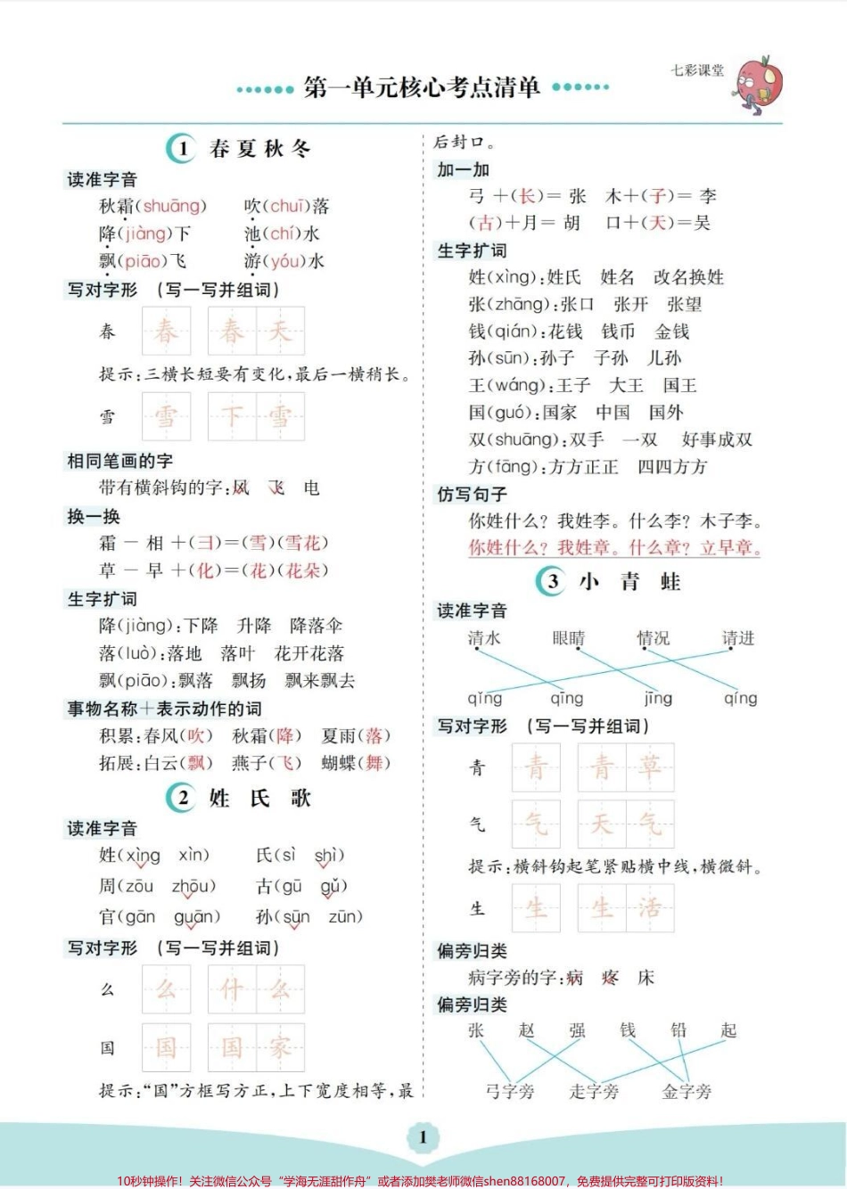 一年级下册核心考点归纳寒假预习怎么少的了核心考点归纳电子版已整理好#知识分享 #寒假 #知识点总结 #一年级 #一年级重点知识归纳.pdf_第2页