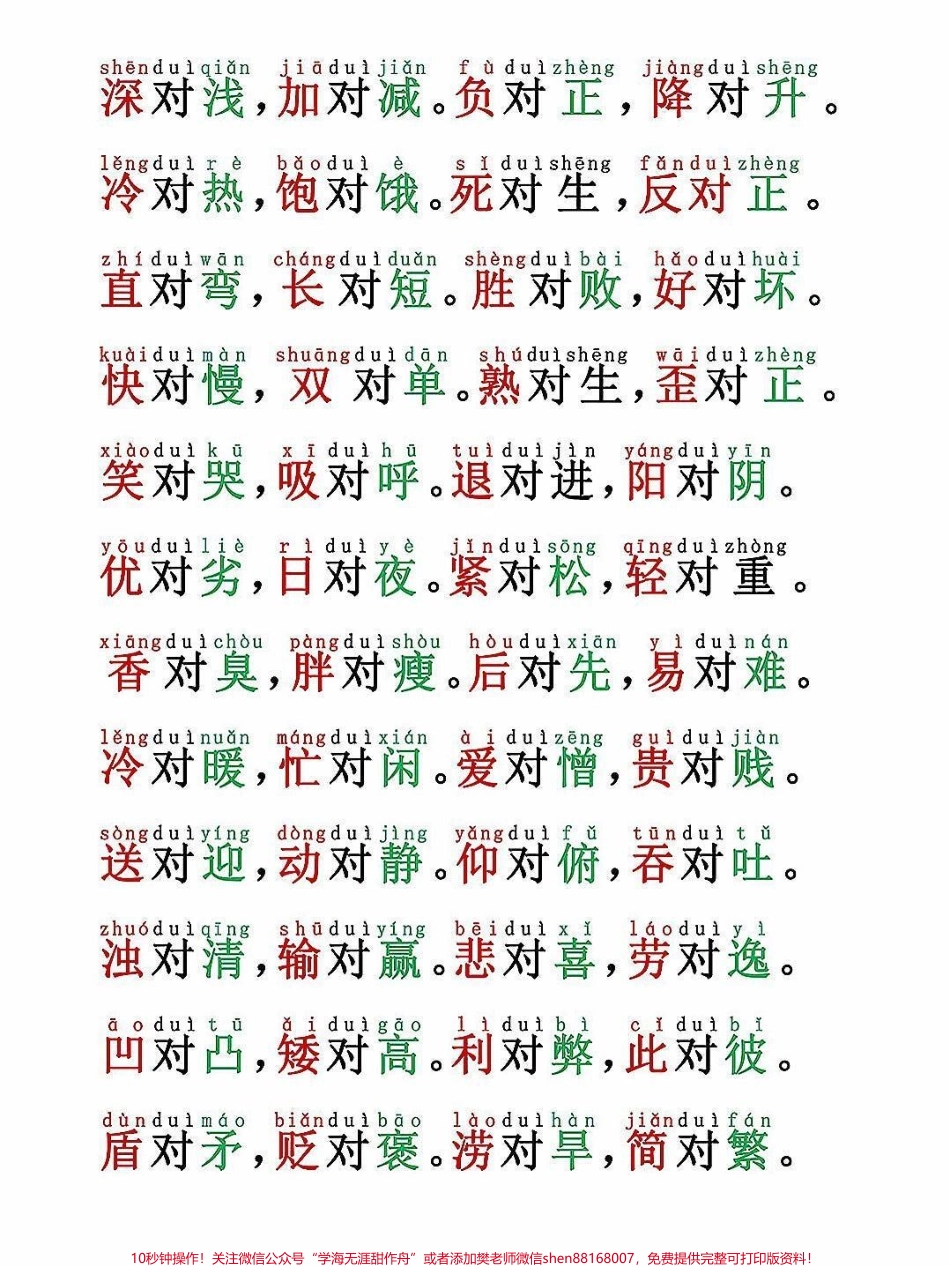 一年级语文上册词语对韵歌（反义词）一年级语文上册词语对韵歌（反义词）对韵歌带娃一起练习#学霸秘籍 #小学语文怎么学 #每天学习一点点进步一点点 #关注我持续更新小学知识 #期末考试.pdf_第2页