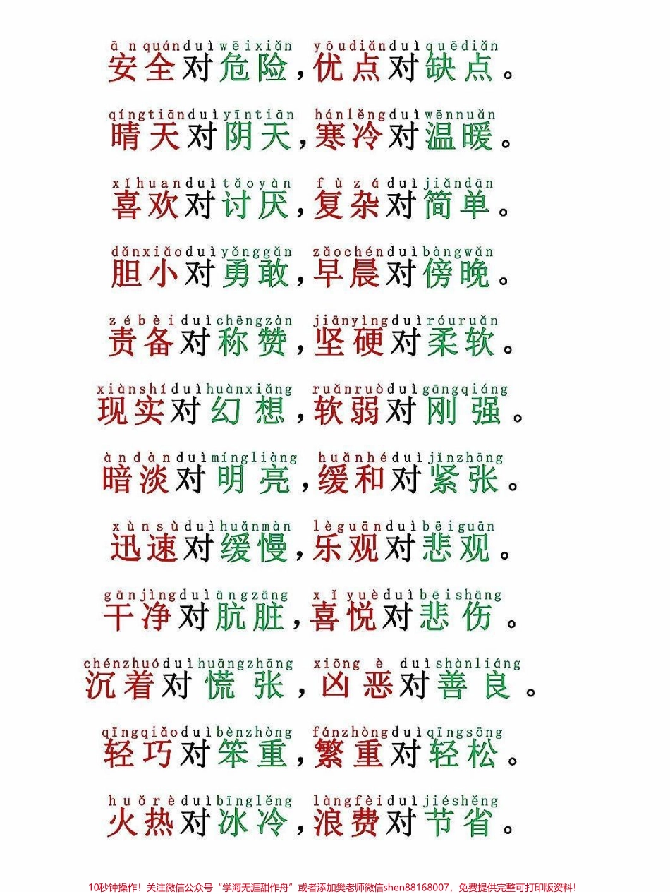 一年级语文上册词语对韵歌（反义词）一年级语文上册词语对韵歌（反义词）对韵歌带娃一起练习#学霸秘籍 #小学语文怎么学 #每天学习一点点进步一点点 #关注我持续更新小学知识 #期末考试.pdf_第3页