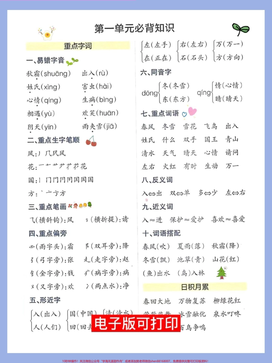 一年级语文下册1-8单元考点总结提前预习家长收藏打印出来给孩子练一练#一年级语文下册 #必考考点 #一年级重点知识归纳 #知识点总结 #小学语文必考知识点盘点.pdf_第2页