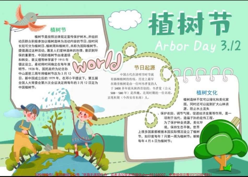 植树节手抄报植树节手抄报素材集锦！#植树节手抄报 #植树节 #植树主题手抄报 #手抄报 #手抄报模板.pdf_第1页