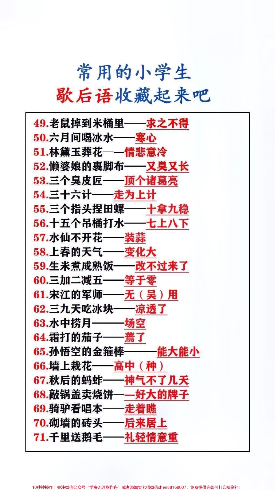 常用的小学生歇后语保存起来吧#歇后语 #必考考点.pdf_第1页